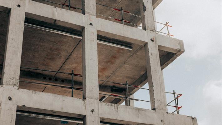 Prepared concrete slab site with formwork and reinforcement